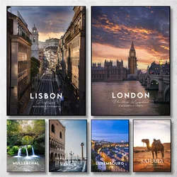 Modern Traveldicted Travelling City ALGARVE LISBOA London Prague Porto  Art Poster Canvas Painting Wall Print Picture Home Decor