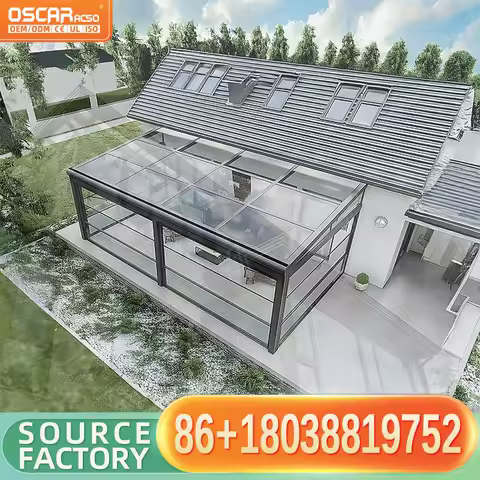 New Designed 14X22 Sunroom on Deck With Fireplace Polycarbonate Glass Free Standing Garden Solarium for Outdoor Relaxing Enterta