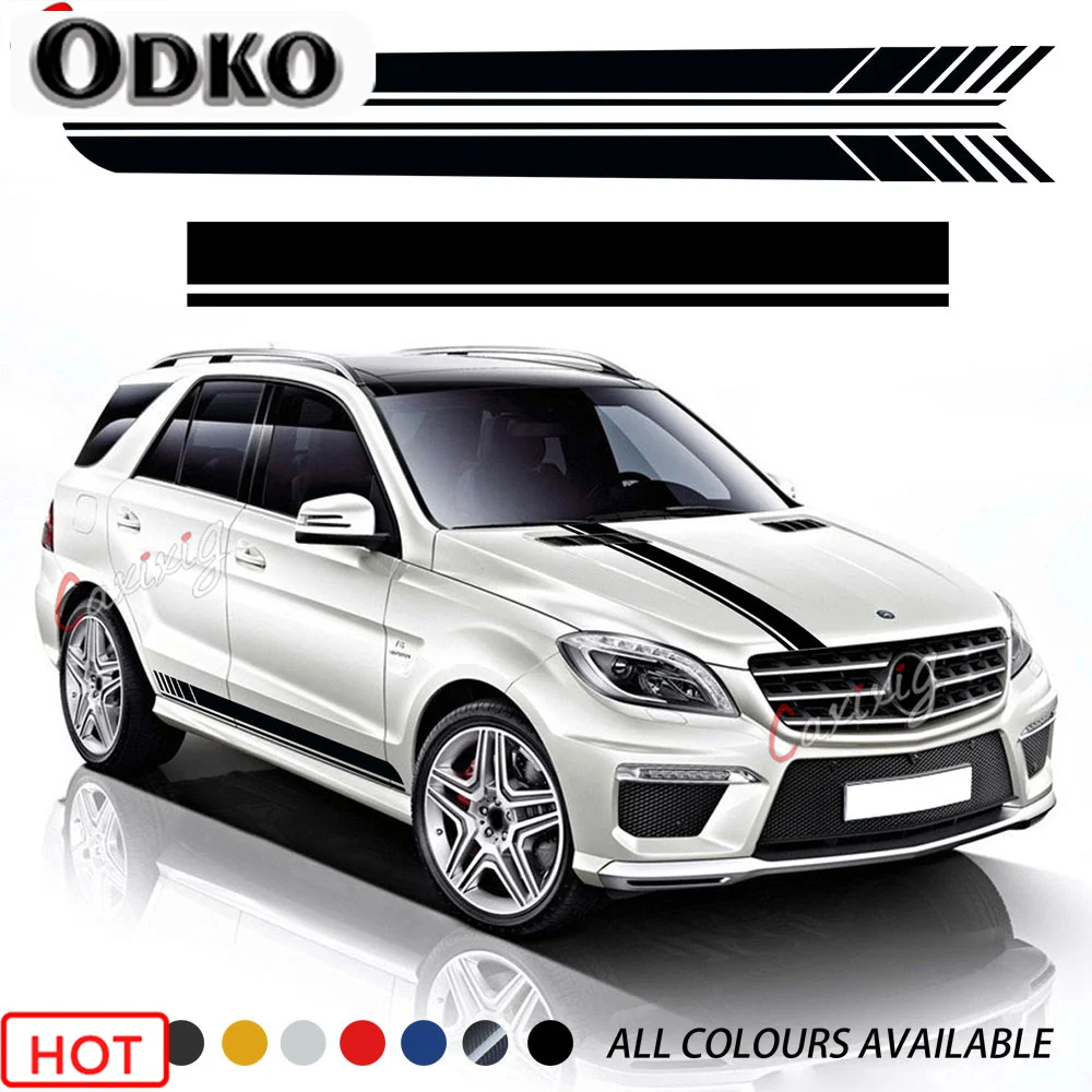 

Car Styling Hood Cover Decal Side Stripes Skirt Sticker For Mercedes Benz Edition 1 AMG ML Class W164 W166 ML320 ML350 ML55 ML63