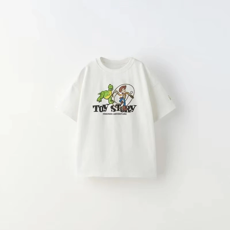 

MINISO Disney Boys Cartoon Fashion Clothing New Print Short Sleeve Summer Clothing Round Neck Cute Children's Leisure Sports T-s