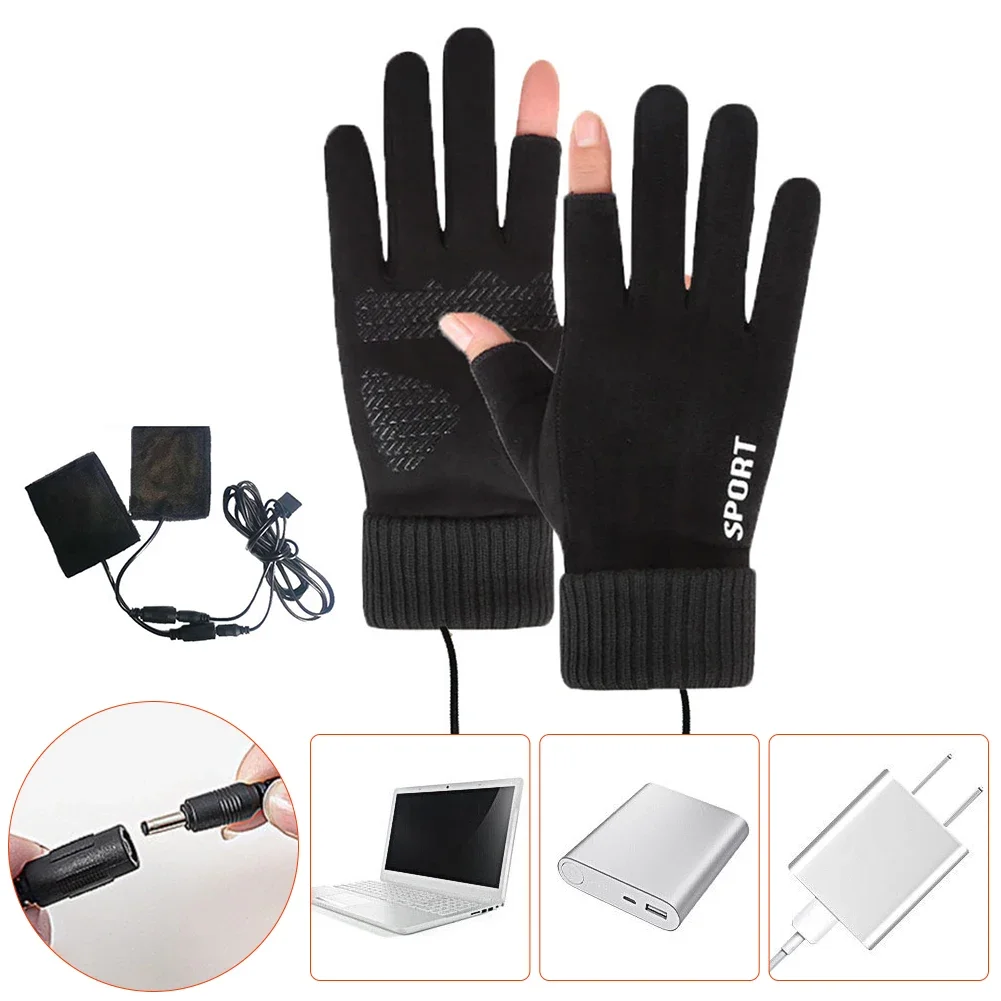 USB قابلة لإعادة الشحن قفازات ساخنة للرجال والنساء ، شاشة تعمل باللمس ، عدم الانزلاق ، مقاومة للرياح ، ركوب الدراجات ، الجري ، القيادة ، المشي لمسافات طويلة ، المشي ، إصبع 2 #4