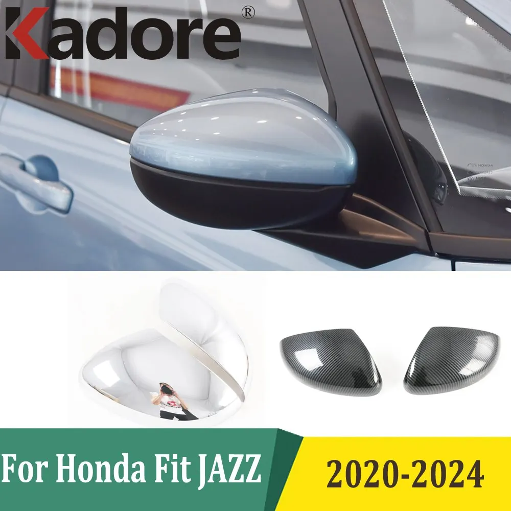 For Honda Fit JAZZ 2020 2021 2022 2023 2024 Chrome Rearview Mirror Cover Door Mirrors Cap Trim Sticker Car Accessories