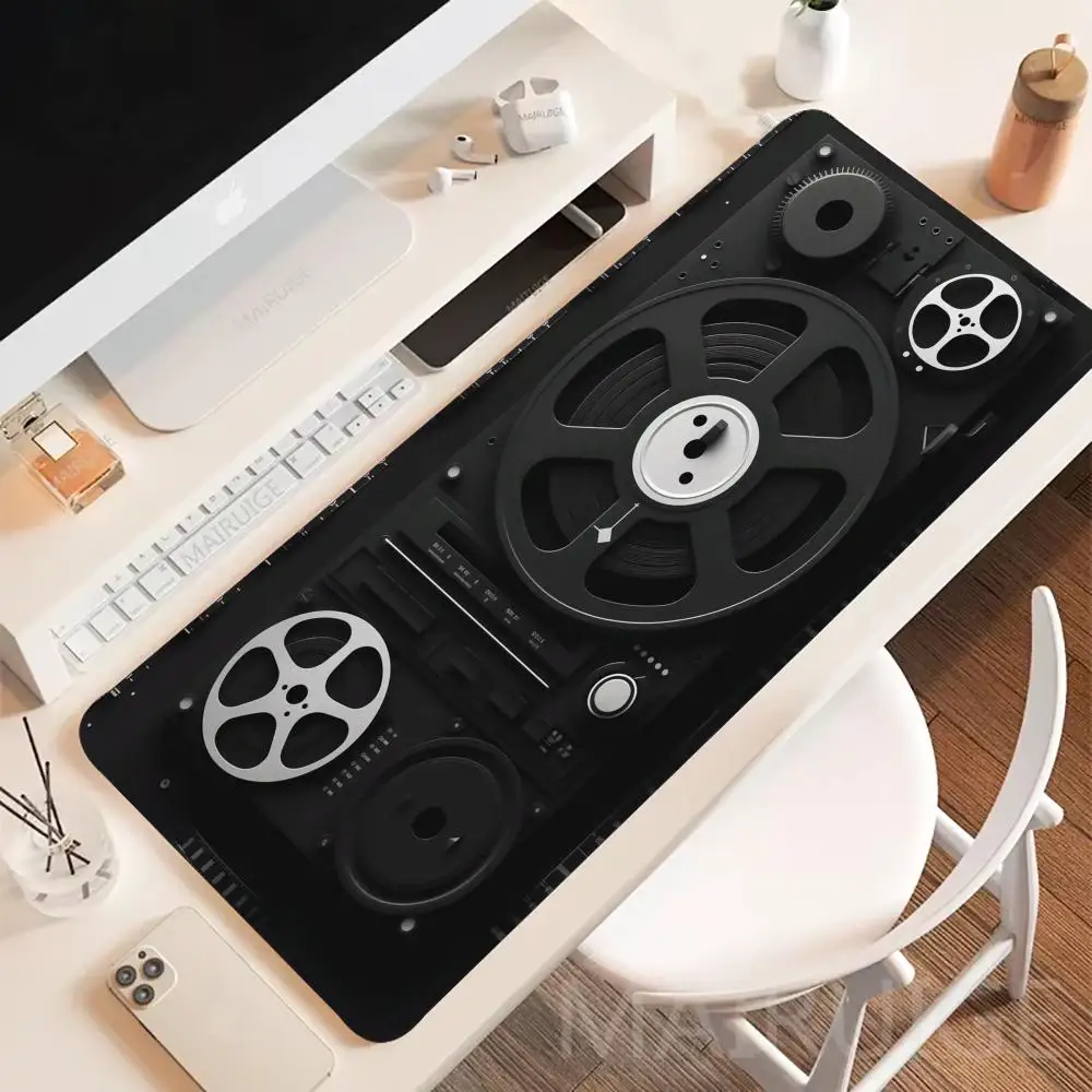 Vintage Reel To Reel Tape Recorder Retro Audio Print MousePad Large Gaming Mousepads Extended Pads Non-slip Laptop PC Tablet mat
