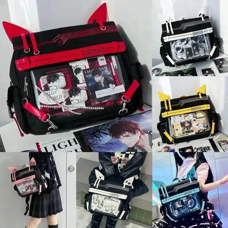 Y2K Itabag Rabbit Mechanical Transparent Bag Bar Squeezing Backpack Girl Versatile Large Capacity Learning Constant Bag Gift New