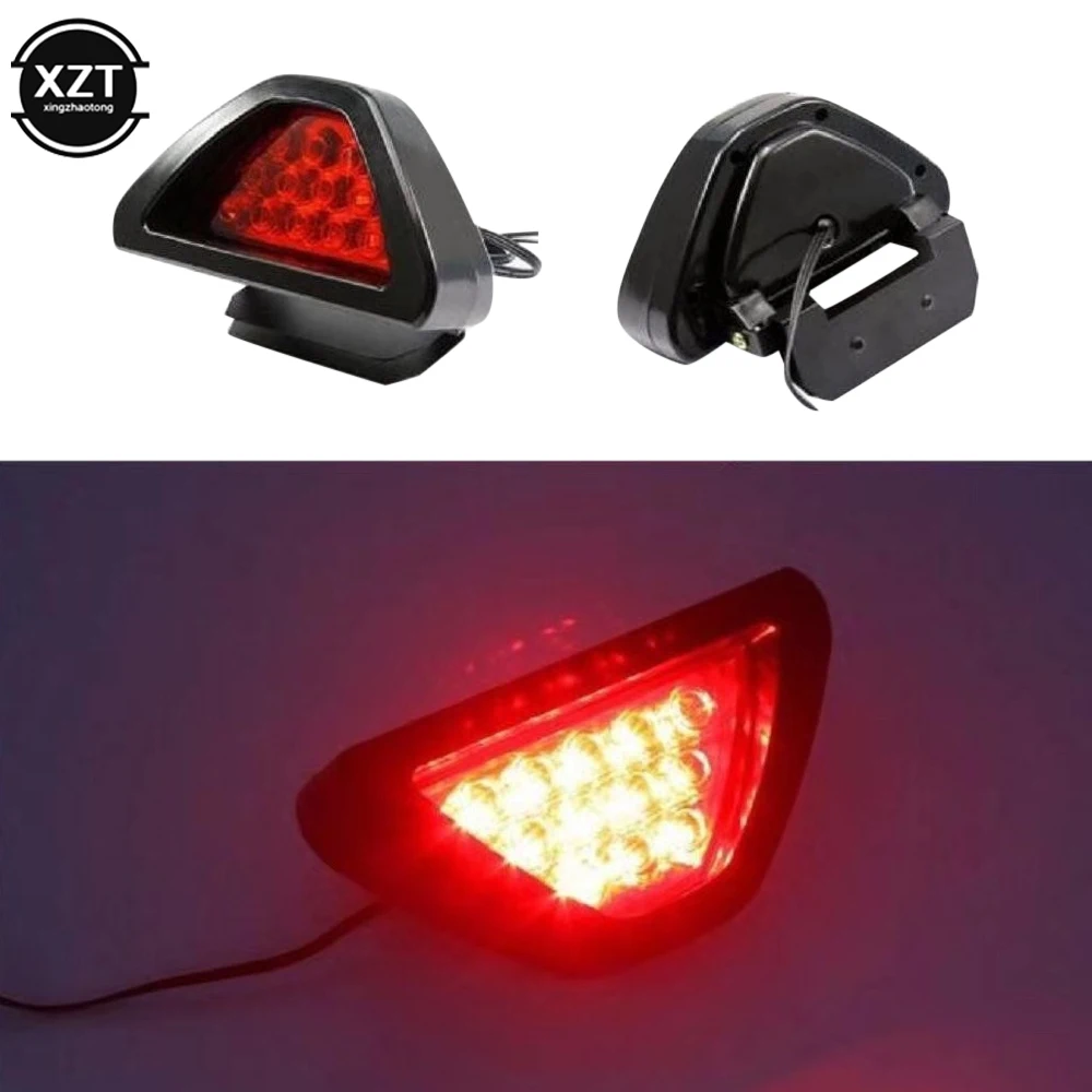 Brake Signal Lamp F1 Style Triangle Sporty 12LED Rear Fog Light Tail Third Brake Lamp DRL Brake Flash Warning Light Universal