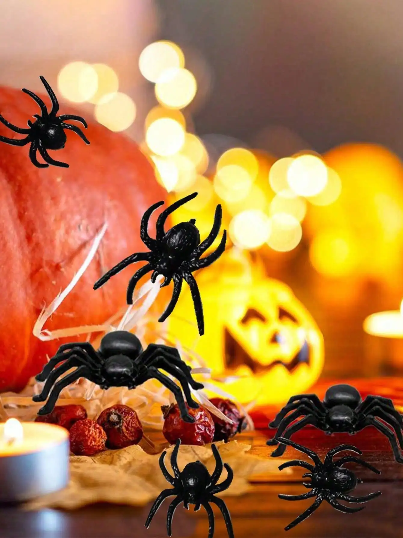 20/50 قطعة من ألعاب العنكبوت البلاستيكية الواقعية دعائم مزحة الهالوين صغيرة الحجم لتزيين الهالوين المضحكة