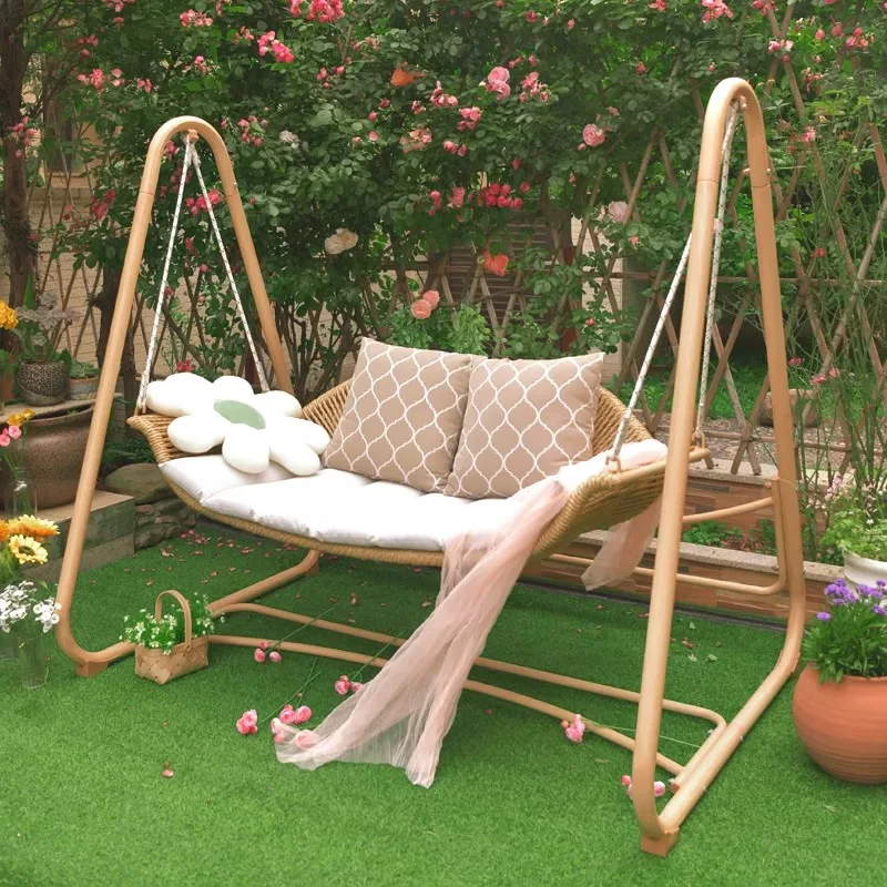 

Outdoor swing patio outdoor rocking chair, double hammock garden patio swing hanging chair