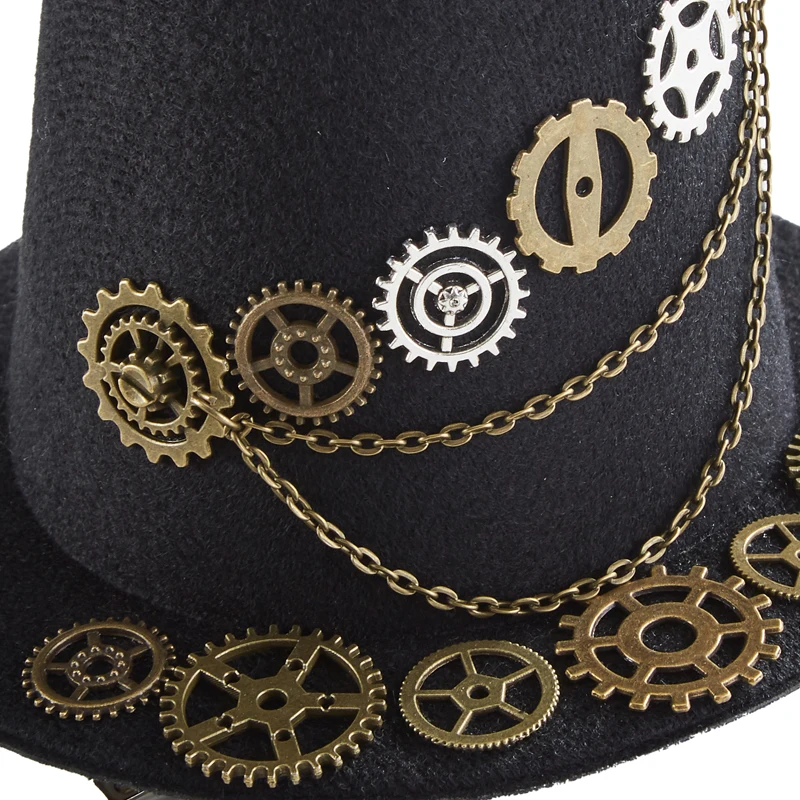 Steampunk 미니 탑 모자 고딕 여성용 기어 체인 Fedoras Vintae Retro Cosplay Party Little Hat Hairpin
