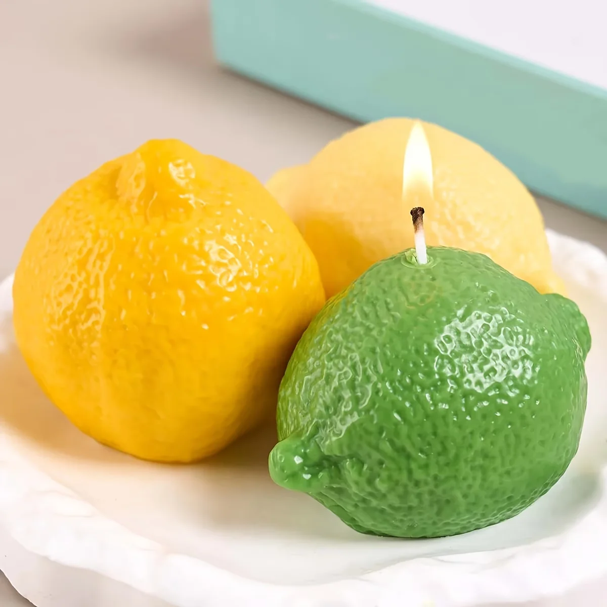 2PCS Simulated Lemon Silicone Mold 3D Fruit Aromatherapy Candle Making Supplies DIY Gifts Handmade Soap Gypsum Resin Mold