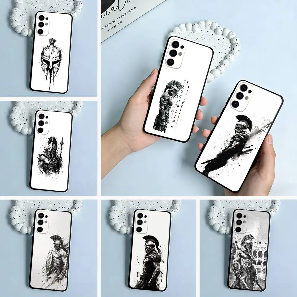 Cool S-Spartan Phone Case For Samsung S25,S24,S21,S22,S23,S30,Ultra,S20,Plus,Fe,Lite,Black Soft Silicone