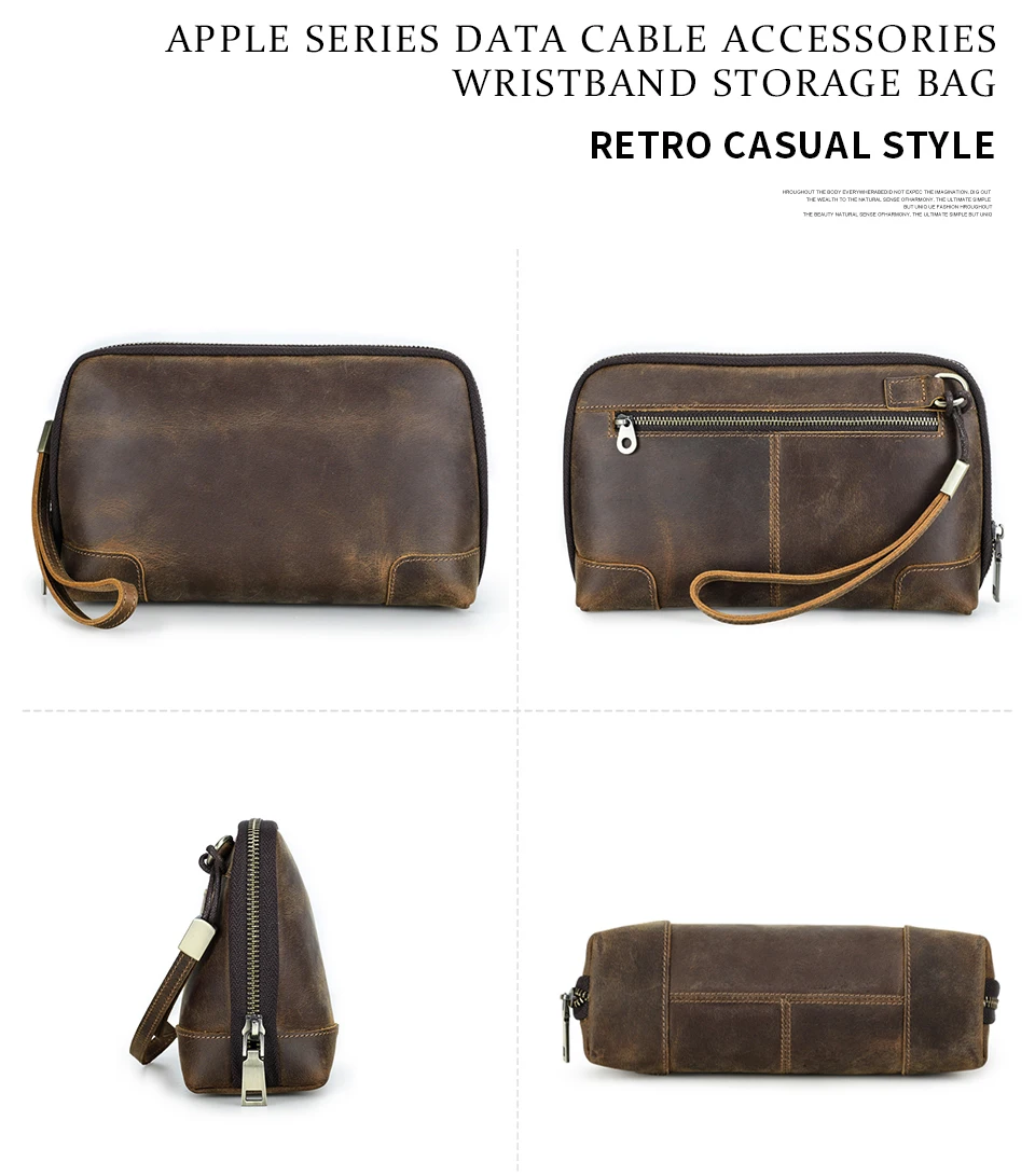 KONTAKTE FAMILIE Echtes Leder USB Datenkabel Aufbewahrung Handtasche Clutch Tasche für Kopfhörer Maus Elektronisches Zubehör Brieftasche Tasche – Detail 9