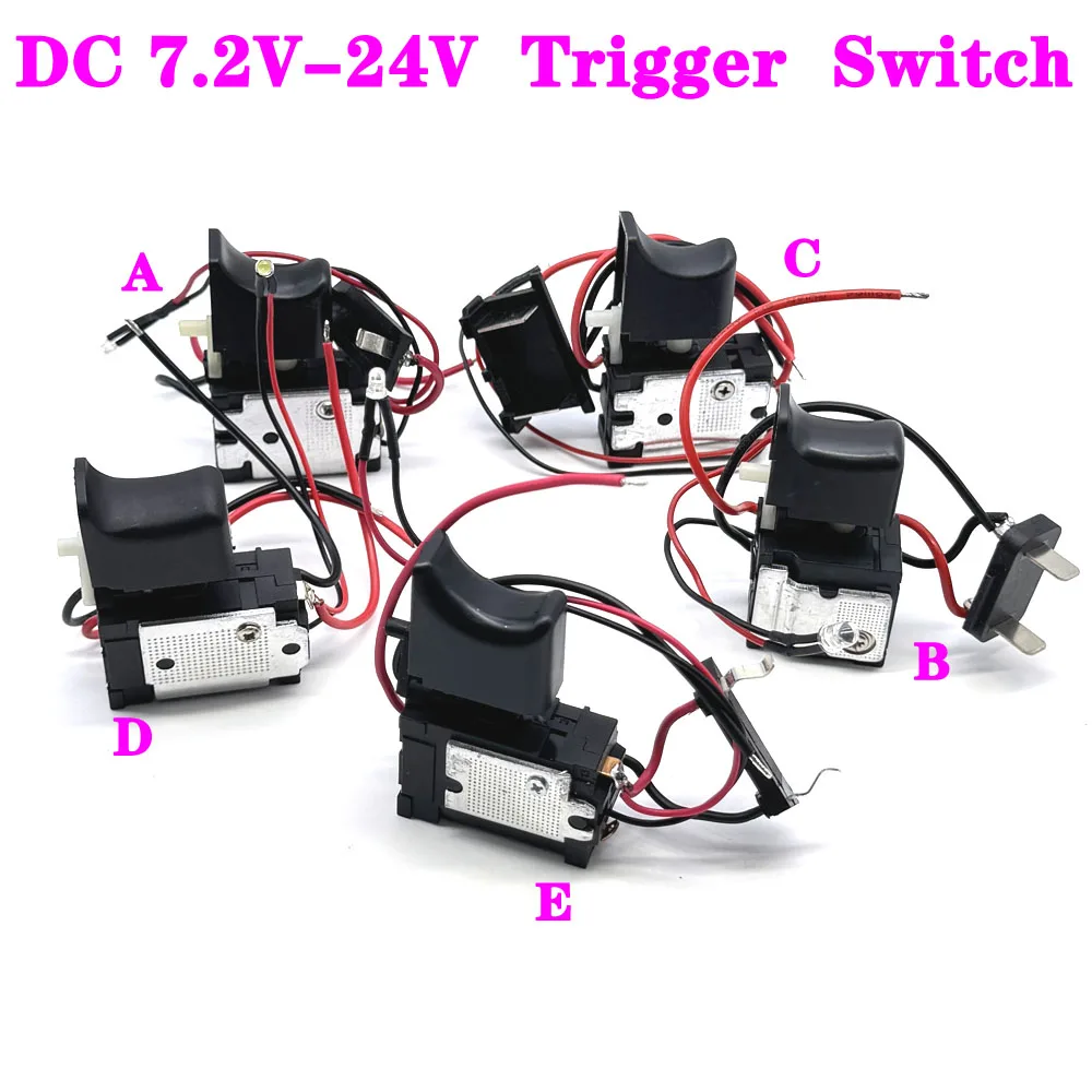 

1Pcs DC 7.2 V-24V lithium battery trigger switch used for drilling speed control 16A with LED light speed control trigger switch