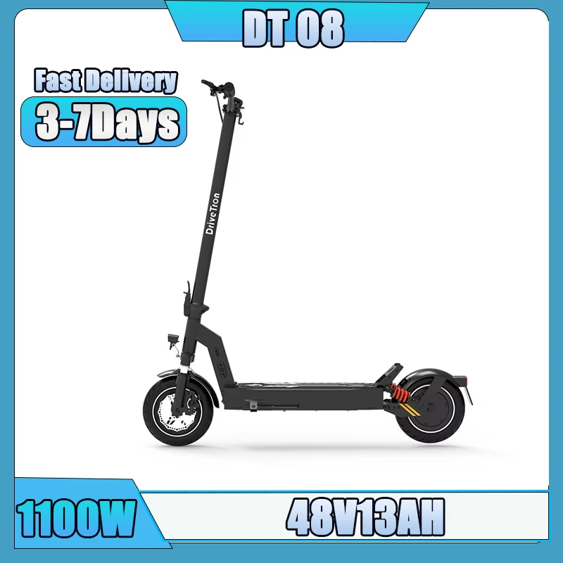 DT08 E-Scooter 1100W Motore 48V13AH Batteria Doppia Sospensione Scooter Elettrico 10 Pollici Tubeless Vuoto Pneumatico Pendolarismo E Scooter