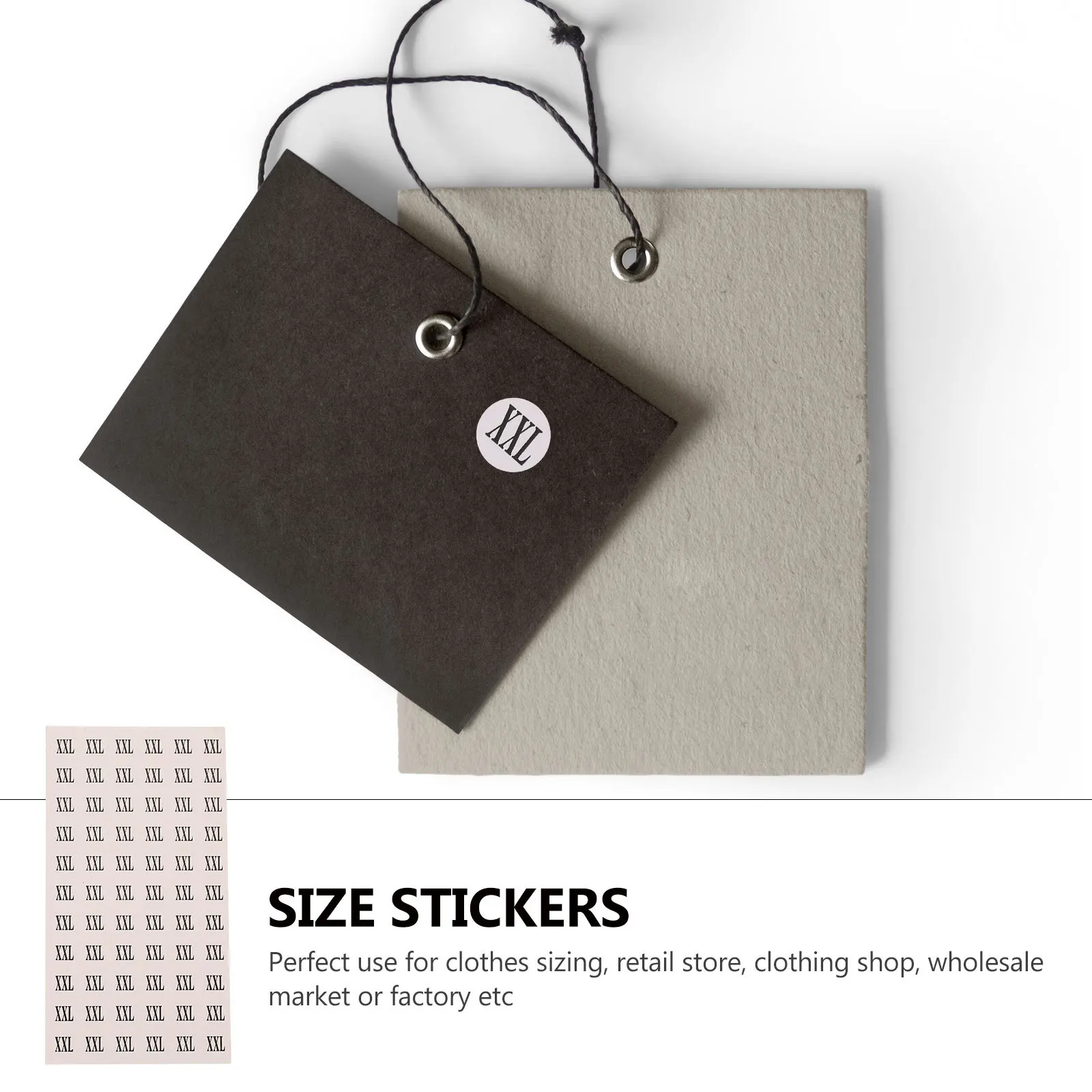 

60 Sheets Removable Clothing Tags Identification Labels Size Stickers for S-xxxl