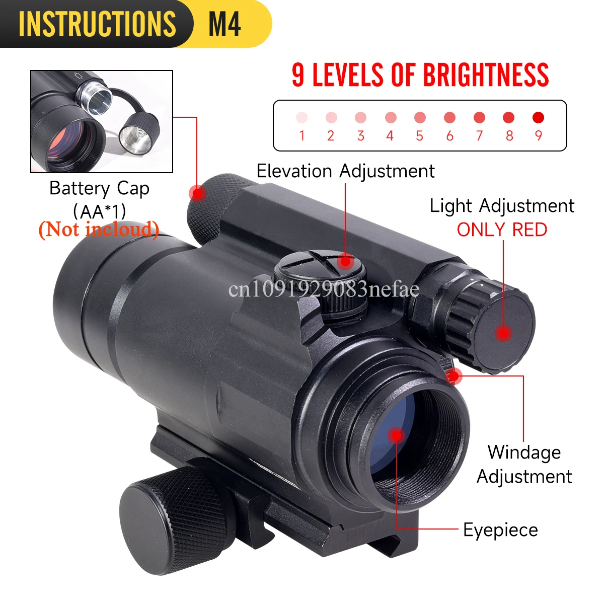 Tactical M4/M4S 2MOA Red Dot Reflex Sight Optic Rifle Scope with QRP2 Quick Detach Mount Fit AR15 Airsoft Hunting  with Logo