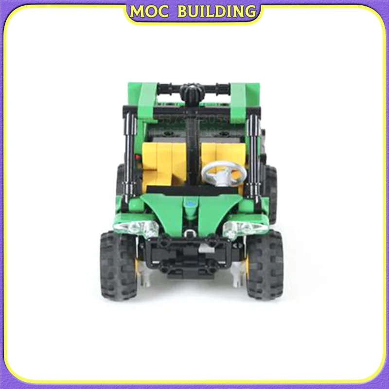 MOC Building Blocks Green City Car Trailer Model Transportation DIY Assembly Technology Creative Bricks Toys Gifts