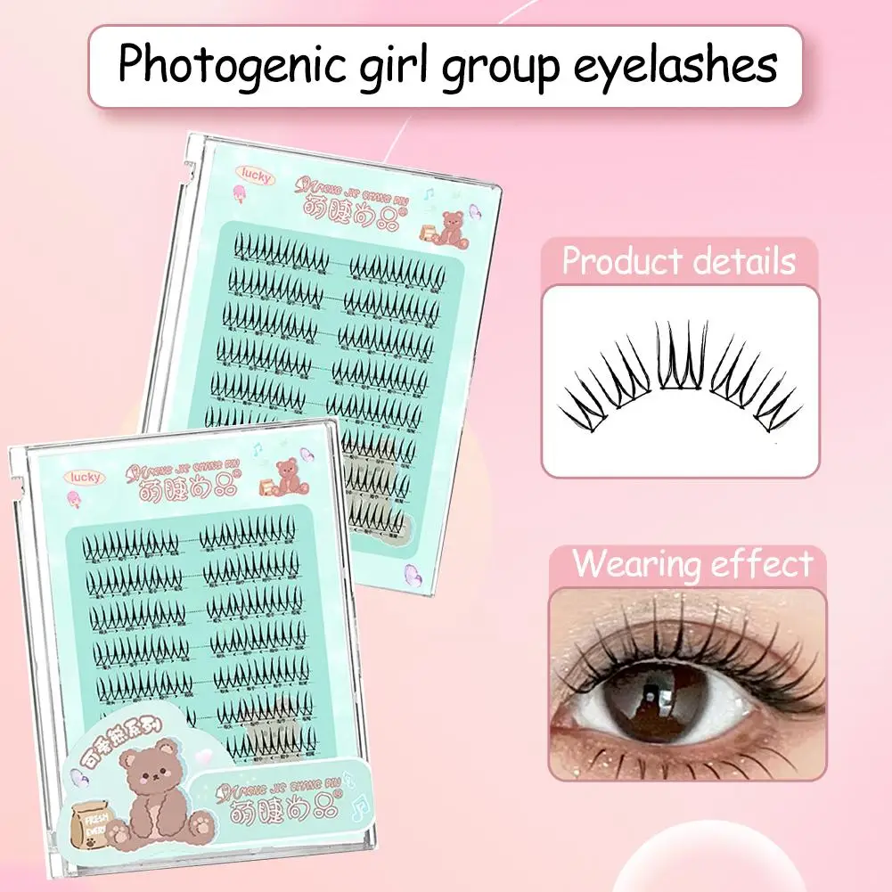 Koreanische Mädchen Gruppe Wimpern Flexible Und Gekräuselt Natürliche Augen Make-Up Vergrößerungs Doppel Wimpern Eyed Falsche DIY Werkzeug K2N8