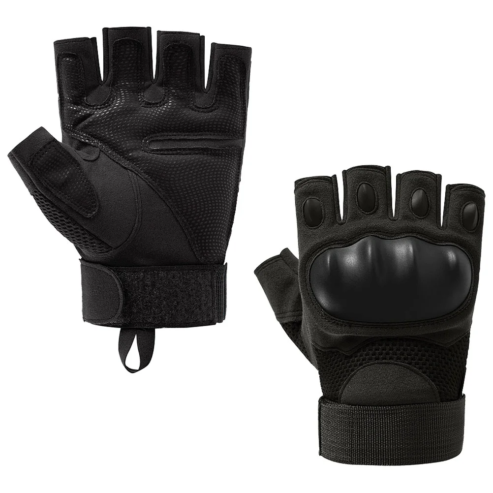 

Motorcycle Winter Gloves Half Finger Cycling Half-finger Breathable Outdoor Fitness Black Combat Practical Camping Man