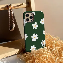 Dark Green Flowers Phone Case for iPhone 16 15 14 13 12 11 Pro Max XS XR XSMax 6 7 8 Plus Glossy HD Hard PC Cover
