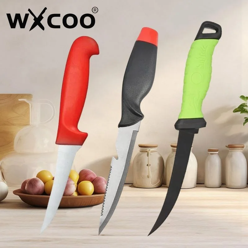 WXCOO الفولاذ المقاوم للصدأ سكين الطاهي الساشيمي سكين الأسماك تصفية السكاكين اللحوم الساطور قطاعة الخضراوات سكاكين المطبخ اليابانية