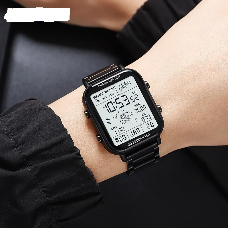 Fashion Sport Pedometer Calorie Calculation Digital Watches Men Stopwatch Countdown Wristwatch Calendar Clock Student Watches