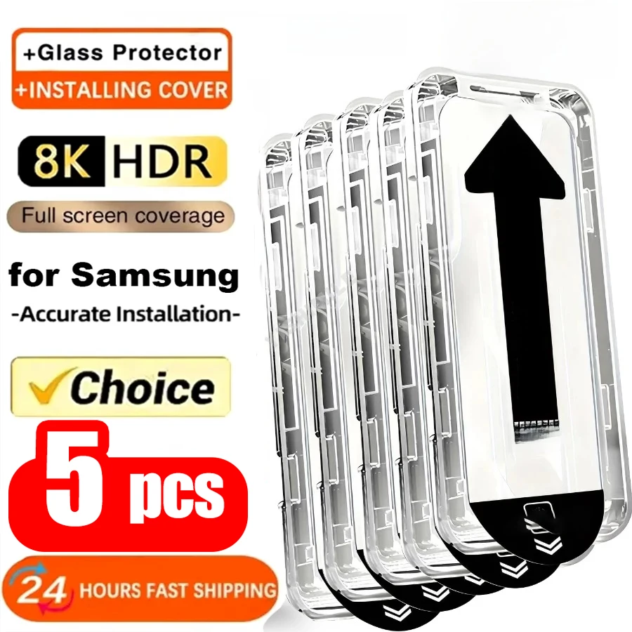 

5Pcs HD Upgraded Toughened Screen Protector For Samsung S25 S24 Ultra S23 S22 Plus S20 FE A55 5G A35 A34 A54 A52 A53 M34 M54 M51