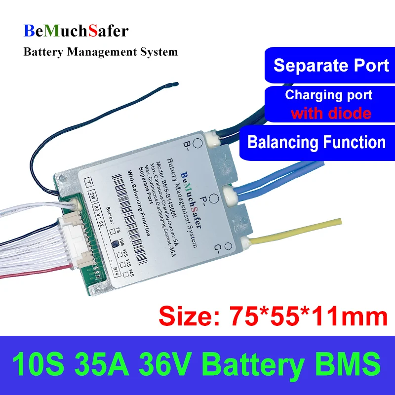 10S 35A 30A 36V BMS BeMuchSafer 10S 35A 30A 36V bateria BMS 10S30A 10S35A BMS z funkcją balansu włącznik/wyłącznik czujnik temperatury dla