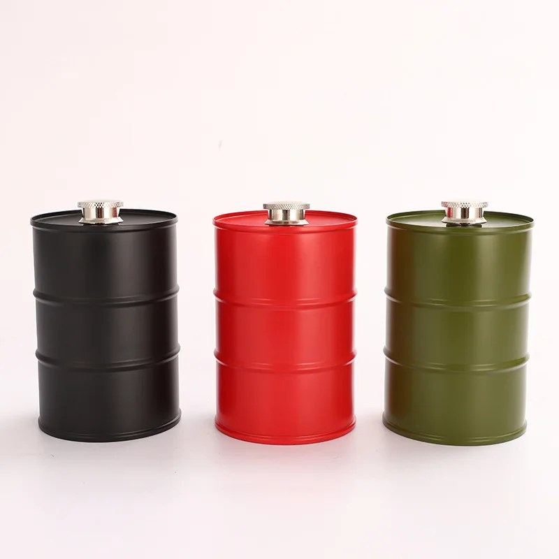 25oz 750ml Vodka Oil Drums Bottle Whisky Flagon Oil Barrel Vodka Whiskey Jug Portable Stainless Steel Alcohol Liquor Hip Flask