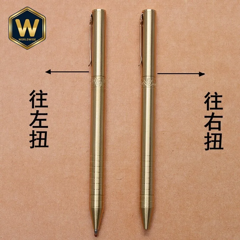 

For Chinese Style Exquisite Pure Copper Pen Vintage Clip Twist Brass Pen Gel Pen Student Office Stationery