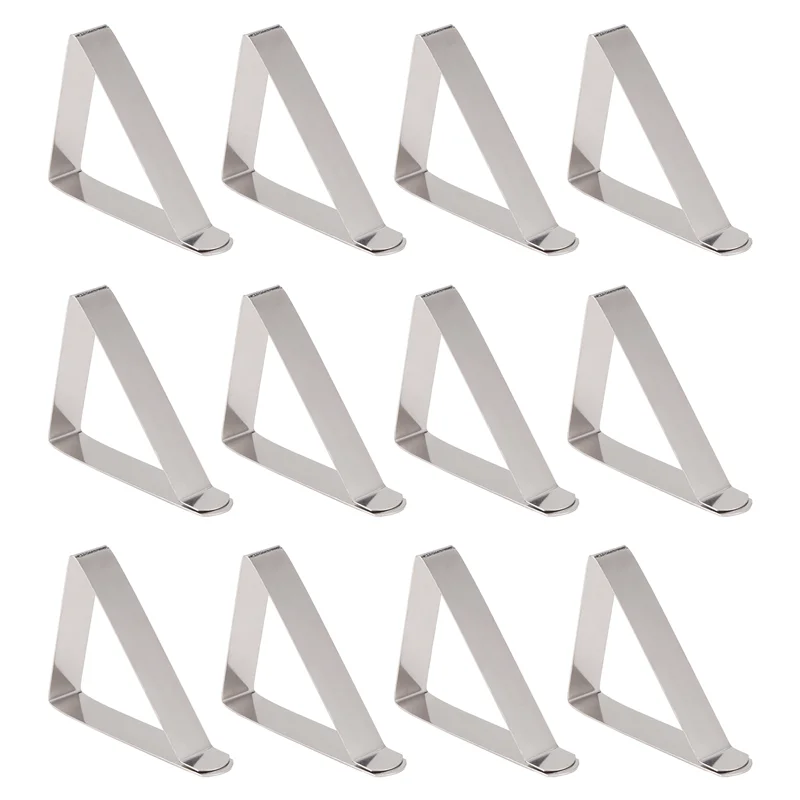 

-A12R 12 Pcs Stainless Steel Tablecloth Clip,Non-Slip Adjustable Table Cover Clamps Clip Table Cloth Holders For Party Picnic