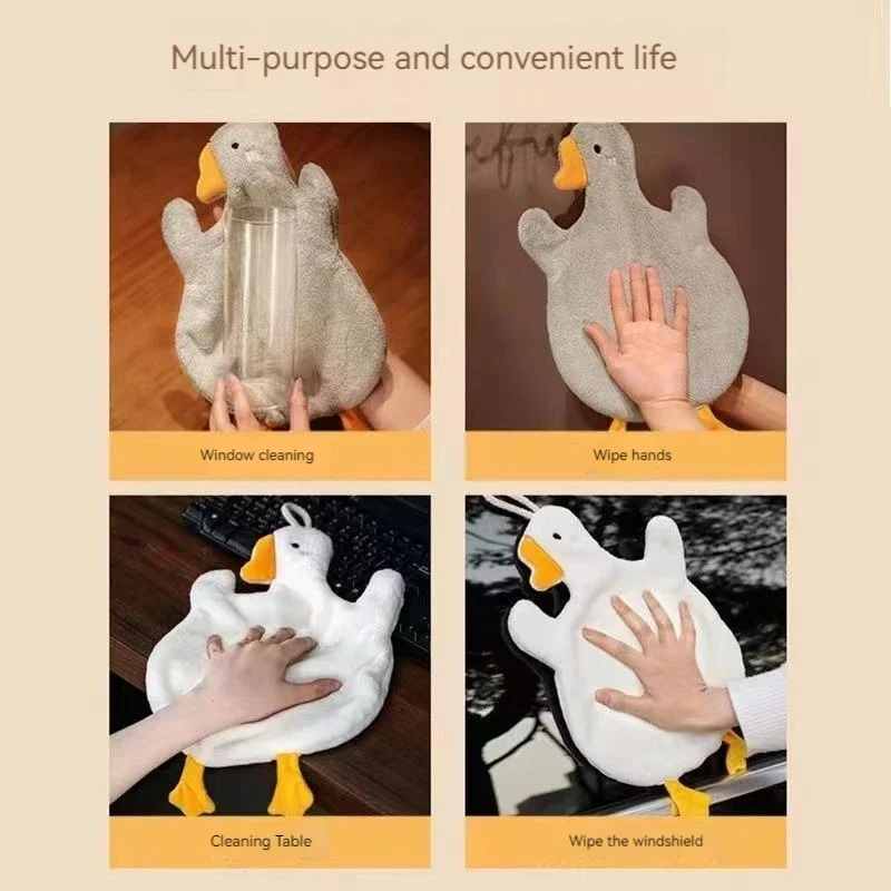 Microfiber Goose Hand Towel - Highly Absorbent, Quick-Dry & Decorative  for  Kitchen/Bathroom ,  Includes  Hanging Loop