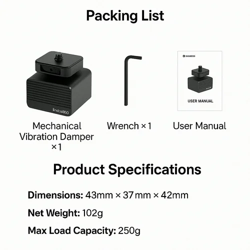 Imagen 2 del producto Soporte de motocicleta antivibración para Insta360 X5 / X4 / X3 / ONE RS |   Amortiguador de rosca de 1/4'' para una grabación de vídeo suave