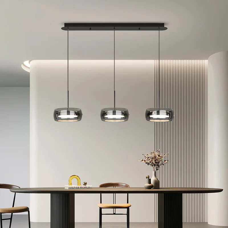 

LED Italian minimalist restaurant pendant light, high-end glass dining table bar, desk lamp, modern island dining room lighting