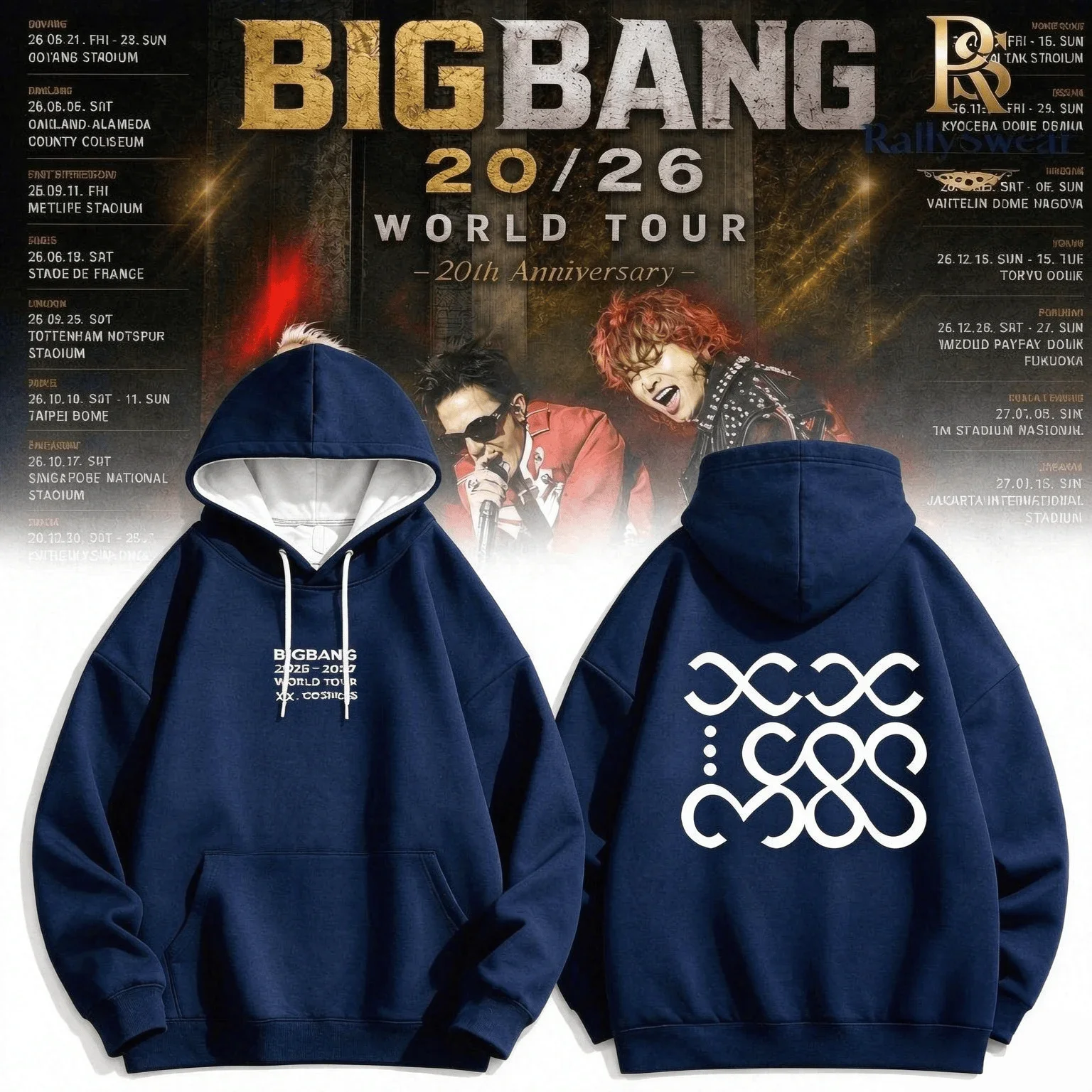 Kpop Big Bang 20th Anniversary World Concert Tour Hoodies for Women Fans' Peripheral Gifts Oversized Y2K Couple Sweatshirts