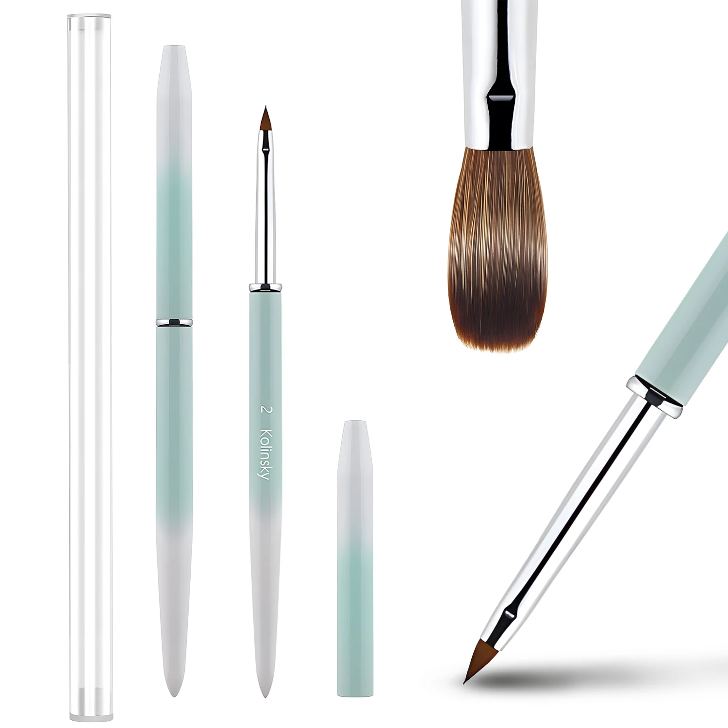 

Кисть для ногтей Kolinsky Sable, размер 14, универсальная овальная кисть для изготовления и укупорки акриловых зданий, принадлежности для ногтей