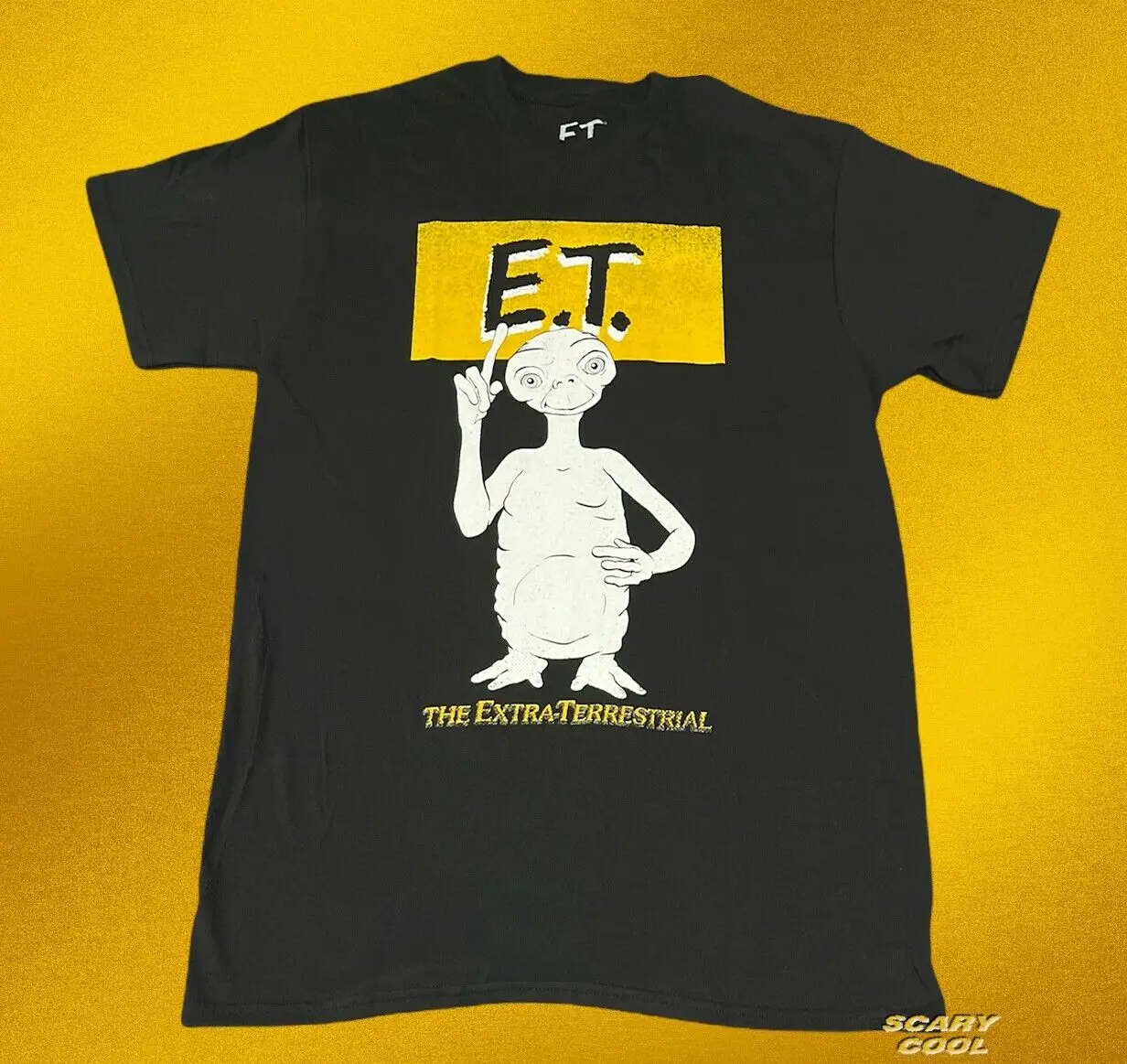 

New E.T. the Extra-Terrestrial 1982 Poster Mens Black Vintage Throwback T-Shirt