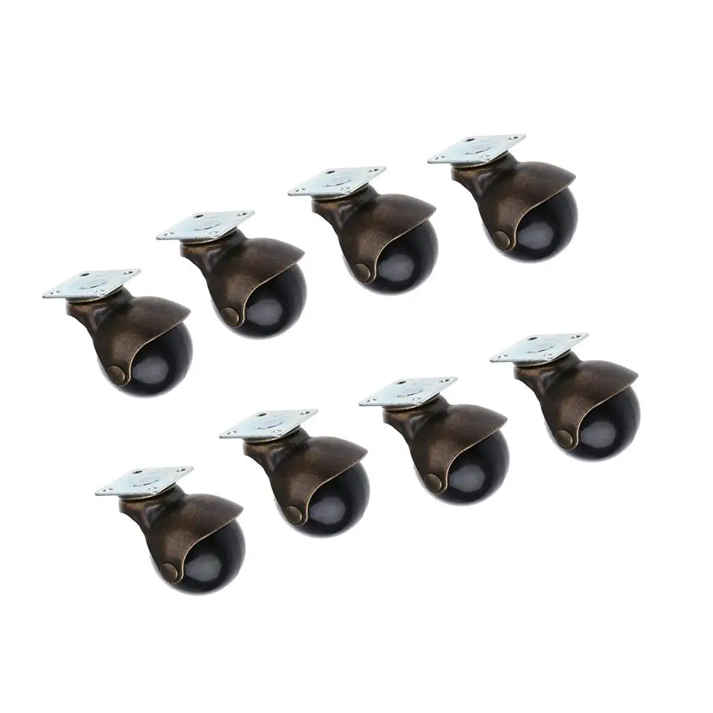 Heavy Duty Widened Wheel 2 Inch Swivel Plate PP Hooded Ball Casters with Brake 8 Piece Set for Desk
