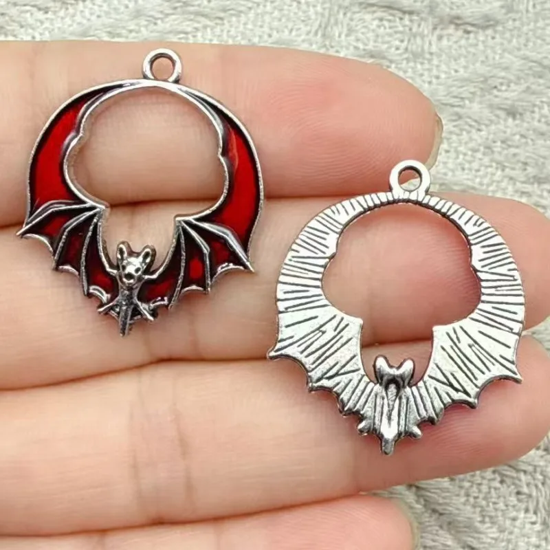 10pcs Bat Halloween Metal Enamel Charms Pendant for DIY Earrings Necklace Bracelet Jewelry Making Keychain Accessory