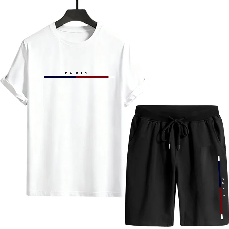 Summer Mens T-shirt Tracksuit Printing Casual T-shirt Outdoor Sports Jogging Man Clothing Daily Single Piece Short Sleeve Shorts