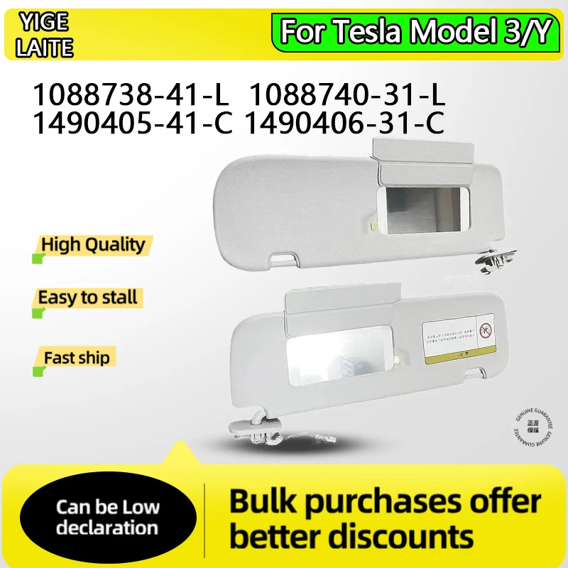 

Sun Visor For Tesla Model 3/Y Car Front Windshield Interior Front Sun Visor 1088738 Left Front Right Front 1490406 2017-2023 1pc