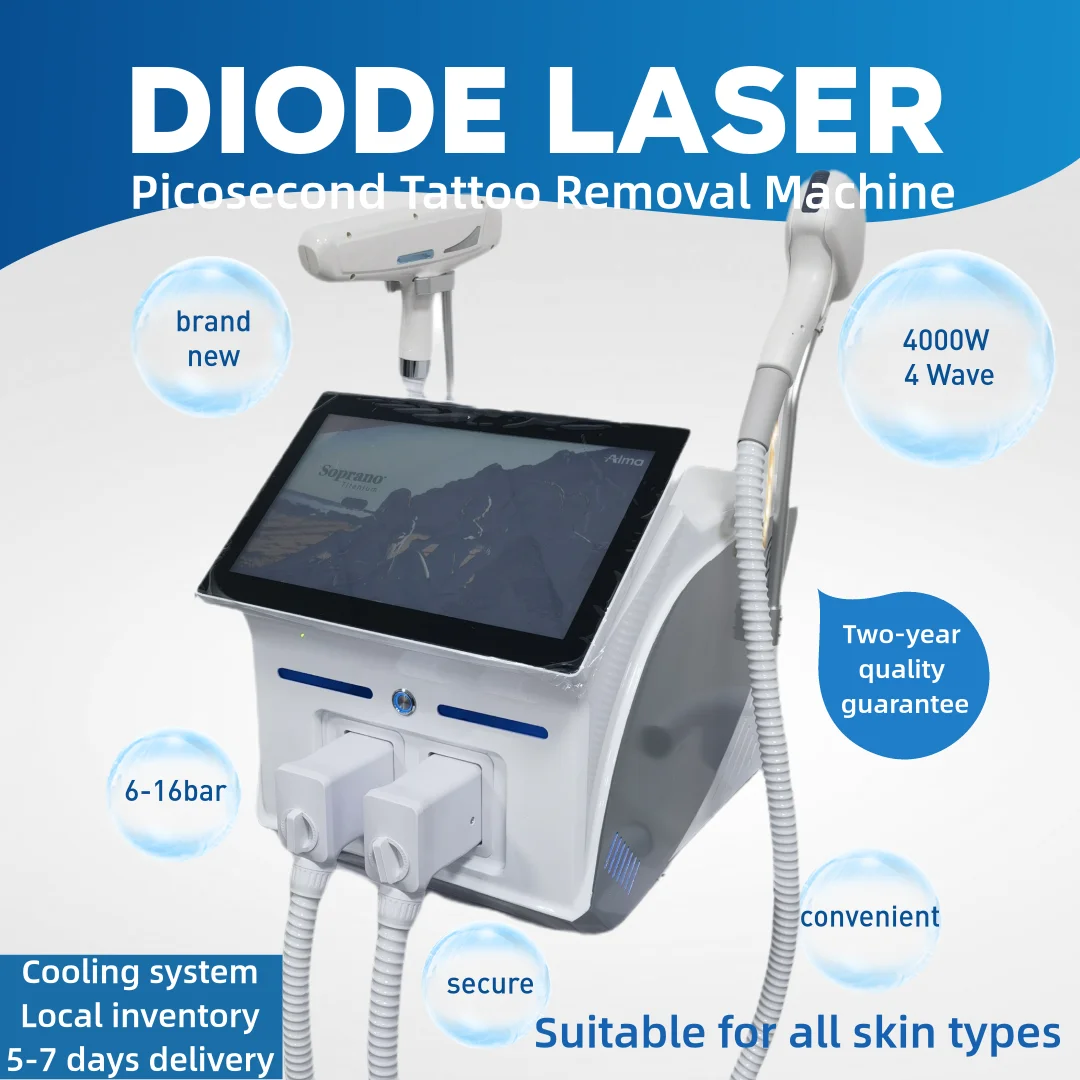 4000W 2025 nuevo 2 en 1 Soprano titanio hielo platino diodo 755 808 1064nm 4 longitud de onda máquina de depilación láser indolora