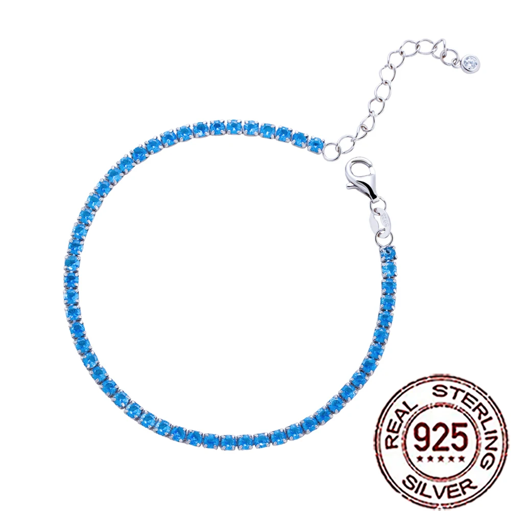 

CWWZircons стерлингового серебра 925 пробы, блестящие светло-голубые круглые теннисные браслеты с кубическим цирконием для женщин, вечерние ювелирные изделия SB034