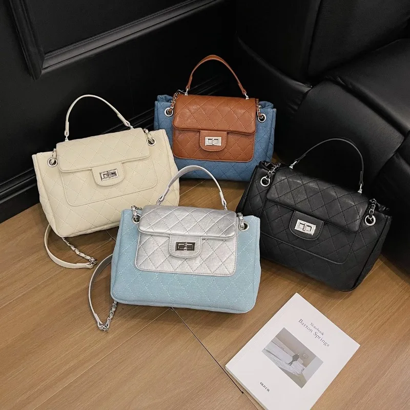 

Новый дизайн, сумка-тоут с клапаном, женская сумка на плечо с металлической цепочкой и застежкой, мягкая искусственная кожа, лоскутные женские сумки через плечо для покупок