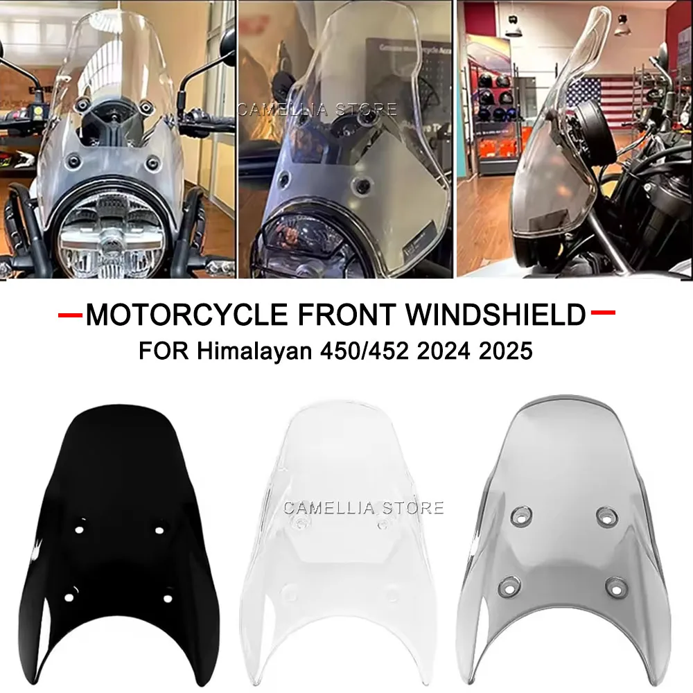 

For Himalayan 450/452 2024 2025 Motorcycle Windshield Wear-Resistant Windproof Transparent Windshield Motorcycle Front Deflector