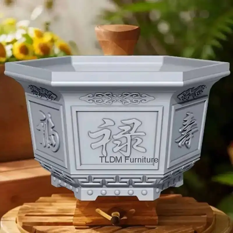 Grouting Hexagonal Plastic Garden Flower Pot Model Household Cement Flower Pot Mold Courtyard Bottom Cement Flower Pot Mold XX