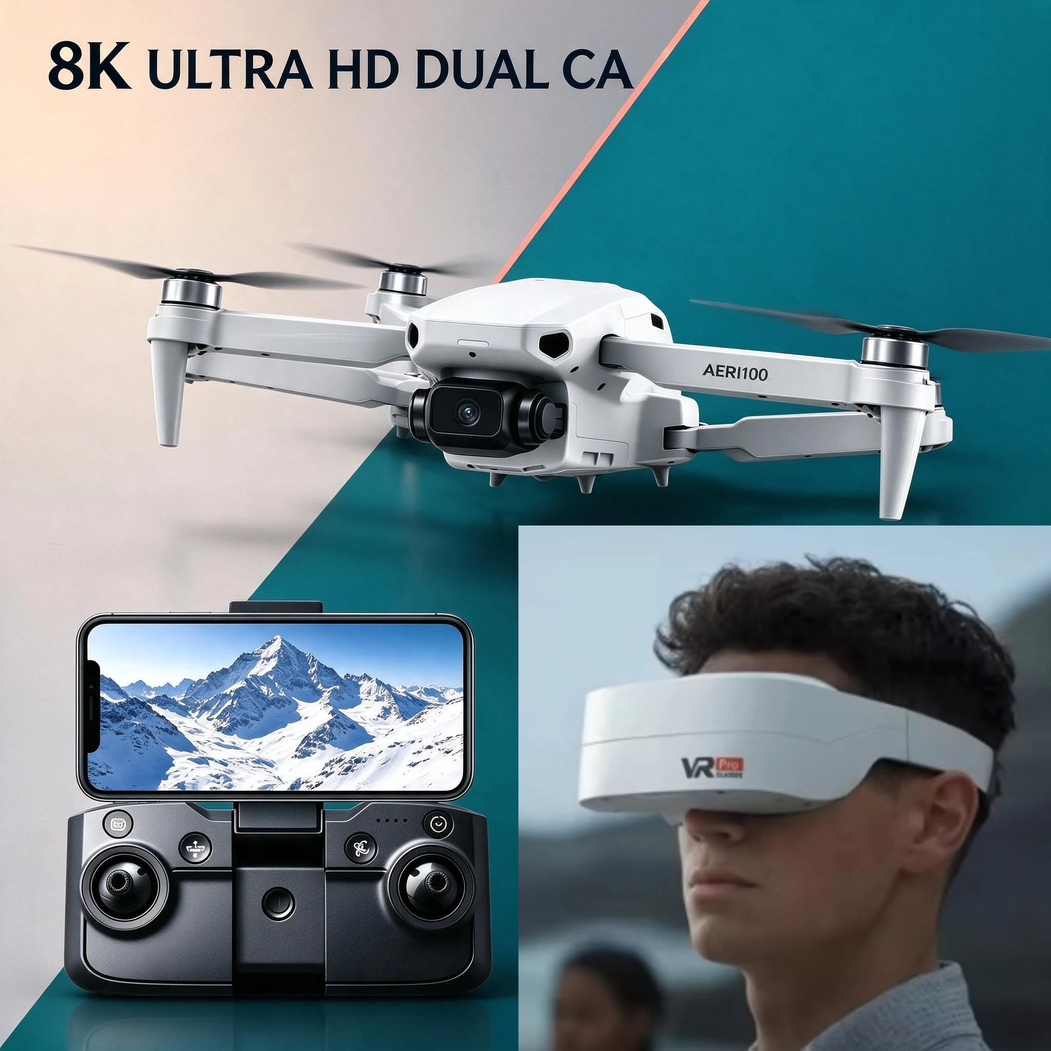 Professional 8K Aerial RC Drone Quadcopter with Display Screen Remote, Optical Flow Hover, One-Click Flight, Kids Gift Toy Ultra