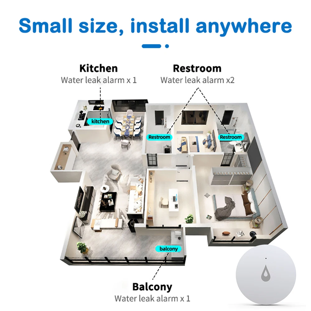 Meian-Sensor de fugas de agua Tuya, 4 piezas, Detector ZigBee 3,0, Sensor de detección de fugas de agua, Wifi, inalámbrico, alarma de seguridad para el hogar inteligente