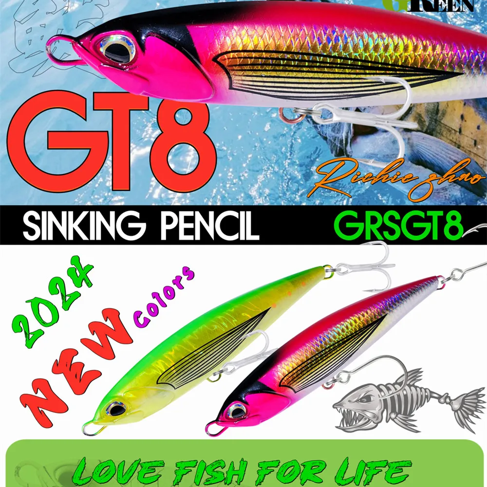 GREENSPIDER New 145mm 60g Sinking Pencil Fishing Lure Stickbait Wobblers Artificial Hard Baits for Sea Tuna Fishing lures