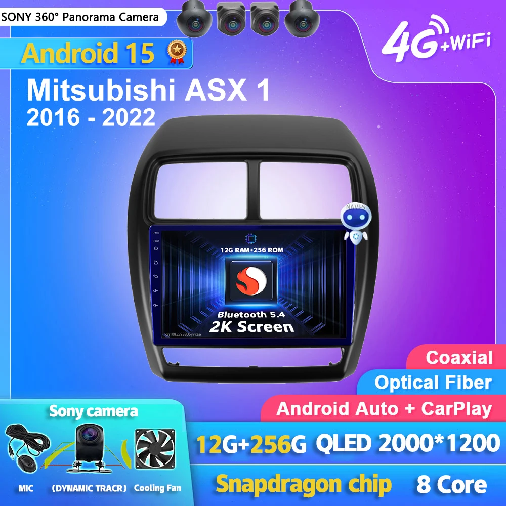 

Android 15 Carplay Auto 2K экран автомобильный радиоприемник мультимедийный плеер для Mitsubishi ASX 1 2016-2022 DSP авторадио стерео головное устройство