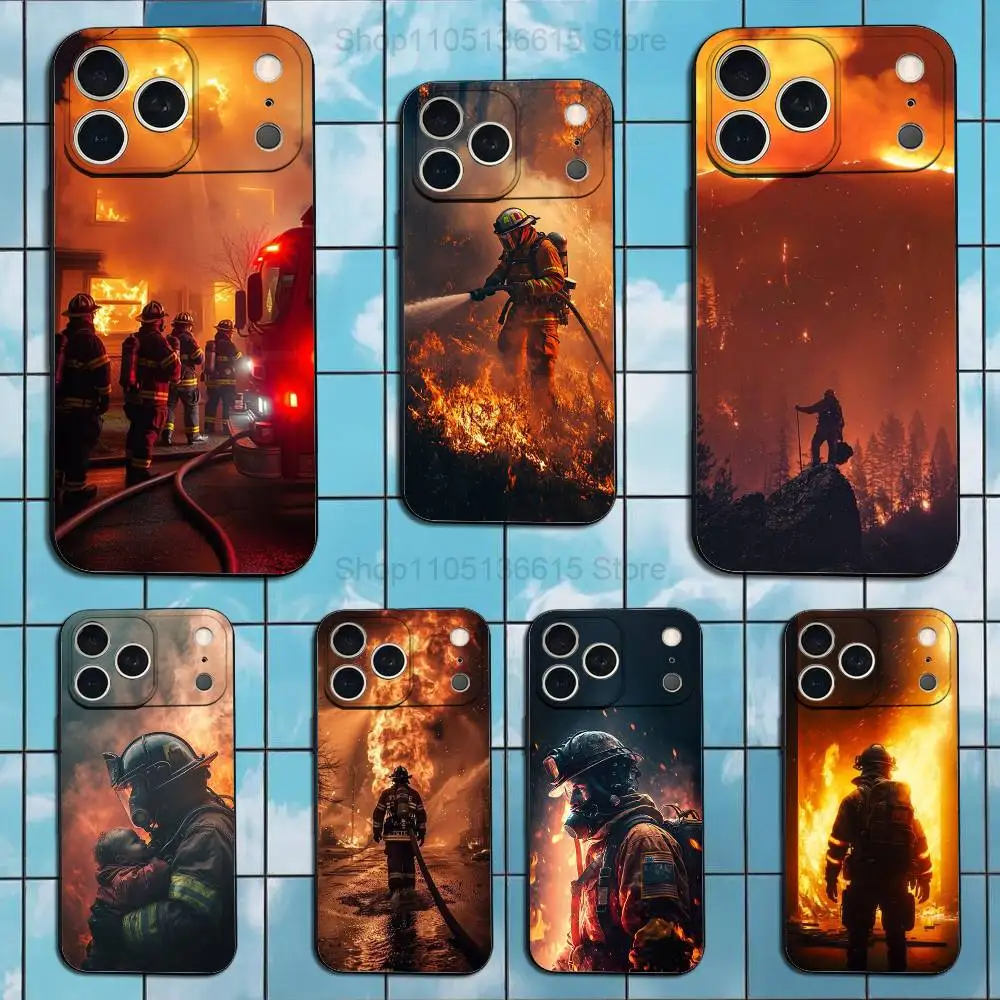 

Fire Safety Firefighter Phone Case For iPhone 17,16,15,14,13,12,11 Plus,Pro Max,XS,X,XR,SE,Mini,8,7,Soft Silicone Black Cover